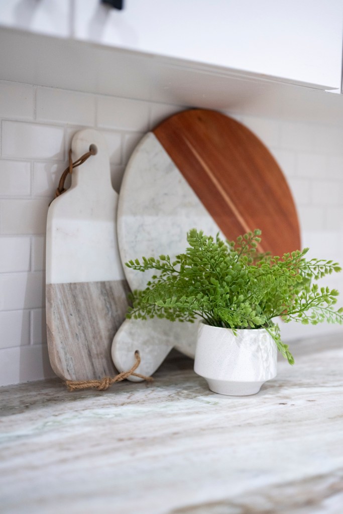 Professionally staged kitchen counter accent pieces